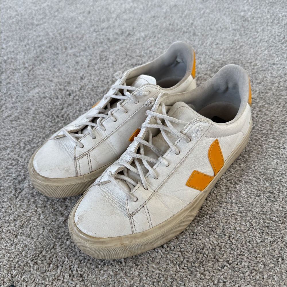 Veja White Sneakers with Orange Details